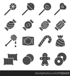 Sweets and candy icon set on white background