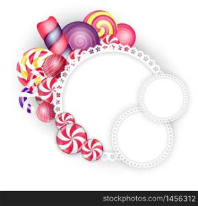 Sweets candies frame background .vector