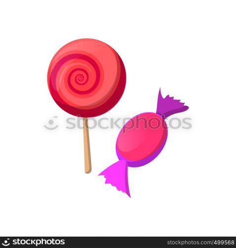 Sweets icon in cartoon style on a white background . Sweets icon, cartoon style