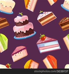 Sweets seamless vector pattern. Sweets seamless vector pattern. Background with colored cake illustration
