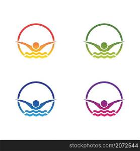 Swim logo template vector icon set