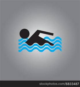 Swimmer icon isolated on gray.. Swimming, water, pool, swimmer icon vector image. Can also be used for sports, fitness, recreation. Suitable for web apps, mobile apps and print media.