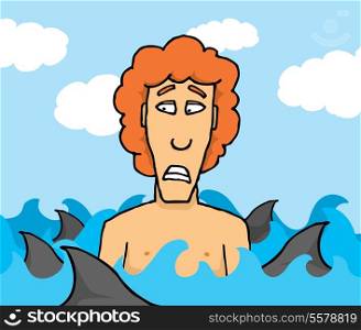 Swimming among sharks / Immediate danger