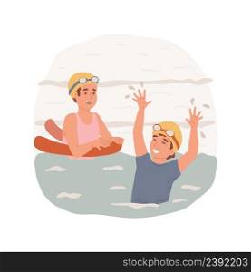 Swimming class isolated cartoon vector illustration. Sport c&for children, physical exercise, swimming training, water polo game, indoors swimming pool activity, watersport vector cartoon.. Swimming class isolated cartoon vector illustration.