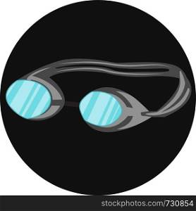 Swimming Glass to protect eyes in green color lens in black background vector color drawing or illustration.