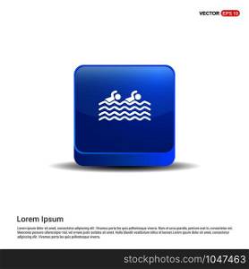 Swimming Icon - 3d Blue Button.