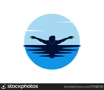 swimming icon logo vector illustration design template