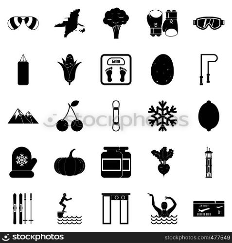 Swimming icons set. Simple set of 25 swimming vector icons for web isolated on white background. Swimming icons set, simple style