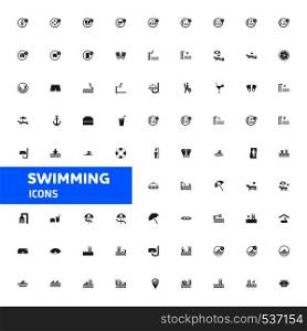 Swimming icons set vector