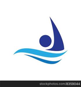 Swimming logo illustration logo vector flat design template