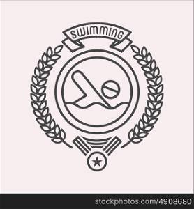 Swimming logo. Vector illustration. A monochrome emblem isolated on white background.