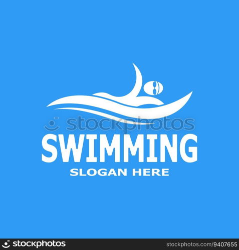 Swimming people logo vector template illustration