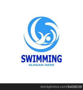 Swimming people logo vector template illustration