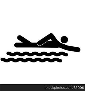 Swimming person stick icon .