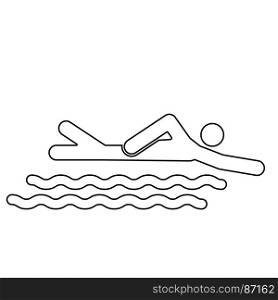 Swimming person stick icon .