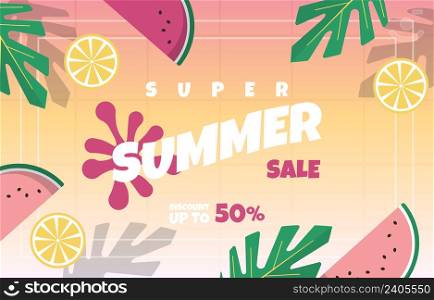 Swimming Pool Fruit Summer Sale Holiday Event Poster Template