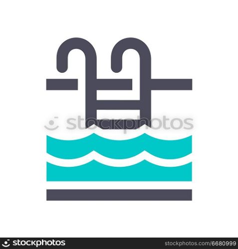 Swimming pool, gray turquoise icon on a white background. New gray turquoise icon on a white background