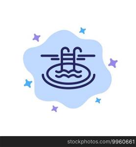 Swimming, Pool, Hotel, Serves Blue Icon on Abstract Cloud Background