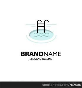 Swimming, Pool, Hotel, Serves Business Logo Template. Flat Color