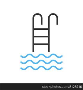 Swimming pool icon. Artificial reservoir illustration symbol. Sign stairs and water vector.