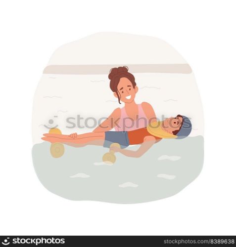 Swimming pool isolated cartoon vector illustration. Rehabilitation activity, inclusive swimming pool, aqua exercise for disabled children, motor disorder, daycare center vector cartoon.. Swimming pool isolated cartoon vector illustration.