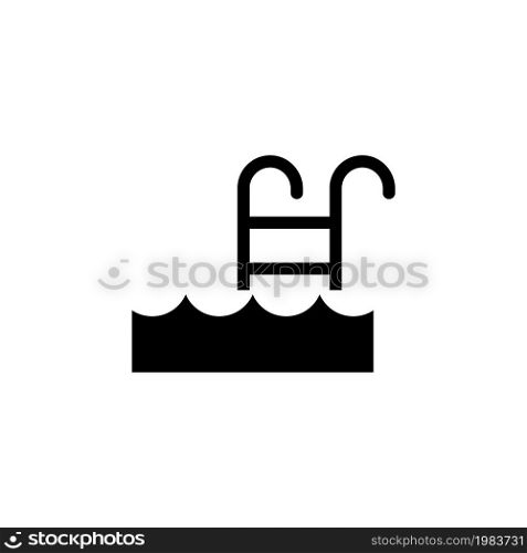 Swimming Pool Ladder. Flat Vector Icon illustration. Simple black symbol on white background. Swimming Pool Ladder sign design template for web and mobile UI element. Swimming Pool Ladder Flat Vector Icon