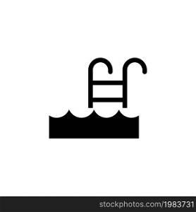 Swimming Pool Ladder. Flat Vector Icon illustration. Simple black symbol on white background. Swimming Pool Ladder sign design template for web and mobile UI element. Swimming Pool Ladder Flat Vector Icon