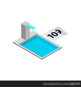 Swimming pool with tower 3d isometric icon isolated on a white background. Swimming pool tower 3d isometric icon