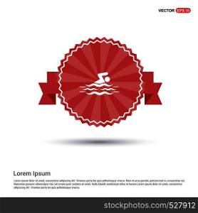 Swimming sport icon - Red Ribbon banner