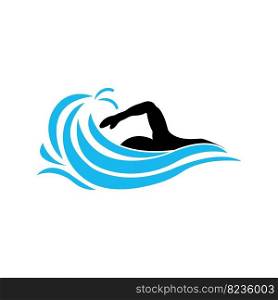 Swimming sport logo ilustration vector design template