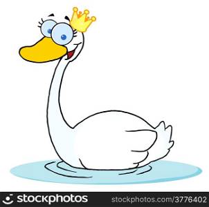 Swimming Swan With A Crown