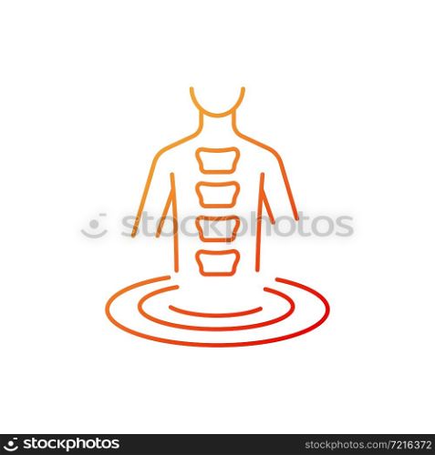 Swimming treatment gradient linear vector icon. Scoliosis correction method. Therapeutic exercise. Water therapy. Thin line color symbol. Modern style pictogram. Vector isolated outline drawing. Swimming treatment gradient linear vector icon