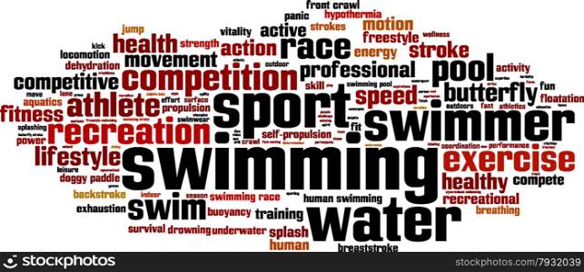 Swimming word cloud concept. Vector illustration