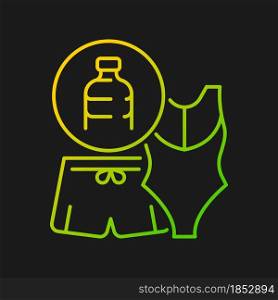 Swimsuit from plastic bottles gradient vector icon for dark theme. Recycled plastic waste. Eco-friendly trend. Thin line color symbol. Modern style pictogram. Vector isolated outline drawing. Swimsuit from plastic bottles gradient vector icon for dark theme