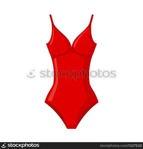 Swimsuit icon in flat style isolated on white background. Red Swimming suit. Vector illustration.. Vector Swimsuit icon in flat style isolated on white background.
