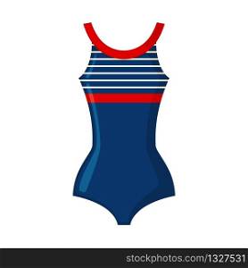 Swimsuit icon in flat style isolated on white background. Striped Swimming suit. Vector illustration.. Vector Swimsuit icon in flat style isolated on white background.