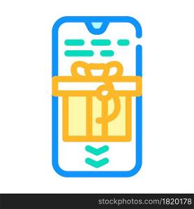 swipe app for get gift color icon vector. swipe app for get gift sign. isolated symbol illustration. swipe app for get gift color icon vector illustration