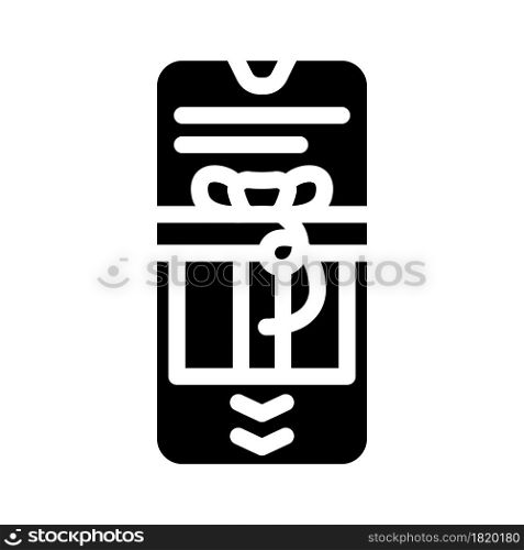 swipe app for get gift glyph icon vector. swipe app for get gift sign. isolated contour symbol black illustration. swipe app for get gift glyph icon vector illustration