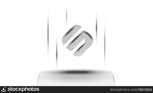 Swipe SXP token symbol of the DeFi system above the pedestal on white background. Cryptocurrency logo icon. Decentralized finance programs. Vector illustration for website or banner.