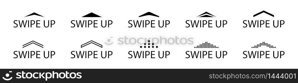 Swipe up abstract set social icon on white background. Vector isolated illustration
