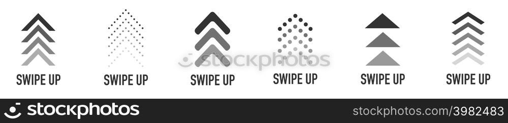 Swipe up buttons set for social media. Flat design icons. Vector illustration. Swipe up buttons set for social media. Flat design icons.