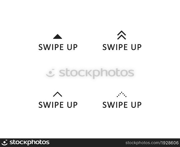 Swipe up icon, arrow button logo, scroll story sign ellement in vector flat style.