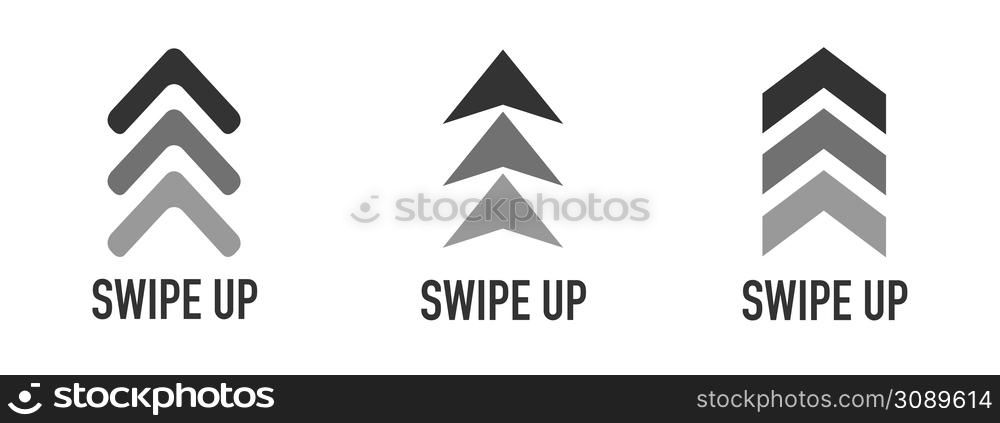Swipe up icon set isolated for stories design blogger. Swipe up buttons set for social media. Vector illustration. Swipe up icon set isolated for stories design blogger. Swipe up buttons set for social media. Vector