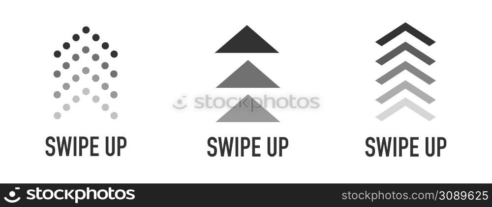 Swipe up icon set isolated for stories design blogger. Swipe up buttons set for social media. Arrow up.. Swipe up icon set isolated for stories design blogger. Swipe up buttons set for social media.