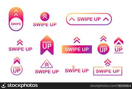 Swipe up icon set isolated on background for stories design. Vector stock illustration.. Swipe up icon set isolated on background for stories design. Vector stock illustration