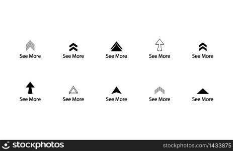 Swipe up, see more, arrow up icon modern button for web or appstore design black symbol isolated on white background. Vector EPS 10.. Swipe up, see more, arrow up icon modern button for web or appstore design black symbol isolated on white background. Vector EPS 10