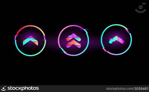 Swipe up. Swipe icons. Set of buttons for social media. Scroll or swipe up buttons and web icons for advertising and marketing in social media application. Vector illustration