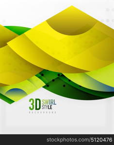 Swirl and wave 3d effect objects, abstract template vector design. Swirl and wave 3d effect objects, abstract template vector design. Overlapping waves on white background