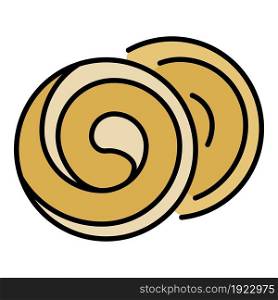 Swirl biscuit icon. Outline swirl biscuit vector icon color flat isolated on white. Swirl biscuit icon color outline vector