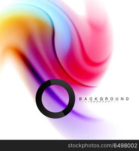 Swirl fluid flowing colors motion effect, holographic abstract background. Swirl fluid flowing colors motion effect, holographic abstract background. Vector illustration